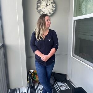 Navy blue business casual top